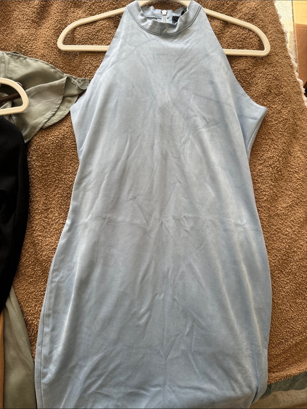 Olivaceous Light Blue Halter Mini Dress